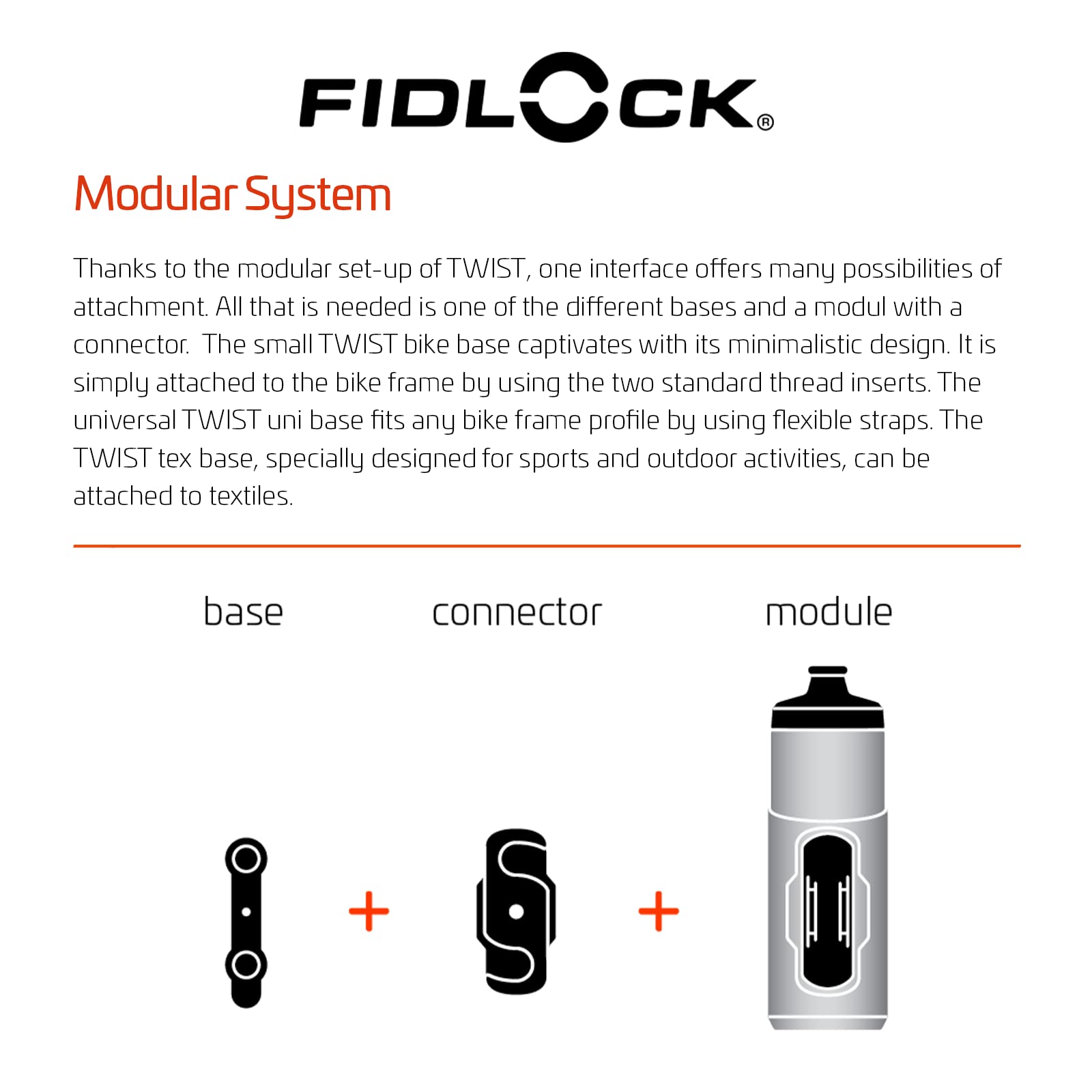 Fidlock Twist Trinkflasche 450ml Fahrrad Halterung Magnetisch Rahmen Wasserflasche Befestigung, 09611(TBL)