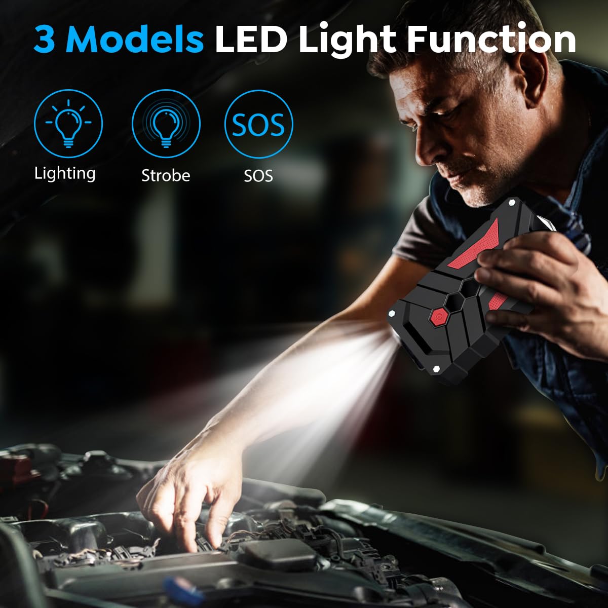 BIUBLE Jump Starter 5000A Car Battery Booster Jump Starter 12V Portable Power Pack (up to 7.0L Gas or 5.5L Diesel Engine), Car Starter Power Bank with LED Flashlight,Force Start