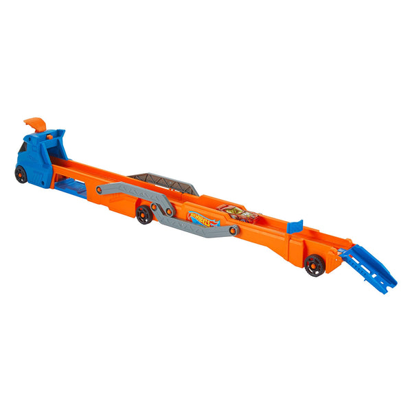 Hot Wheels - Speedway Hauler Storage Carrier with 3 1:64 Scale Cars & Convertible 6-Foot Drag Race Track for Kids 4 to 8 years Old, Stores 20+ Cars & Connects to Other Playsets, HGH33