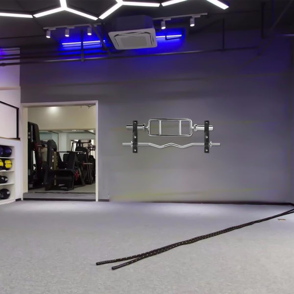 Aoneky Wall Mounted Rubber Barbell Rack Holder - Horizontal Steel Olympic Bar Hanger Storage Rack for Home Gym Squat Rack Fitness