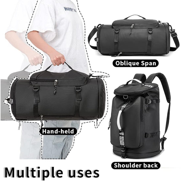 FUNYAGO Gym Backpack Hiking Duffle Bag Woman Man 40L Large Waterproof Backpack Suitable for Hiking, Travel, Black, 大号, Outdoor Cross-country