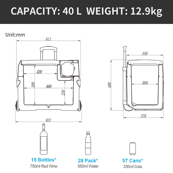 Alpicool CX30 30L Compressor Car Refrigerator, Portable Camping Fridge DC 12v Freezer for Truck, Campervan, RV, Boat, -20℃ to 20℃, with Telescopic Handle, USB Socket