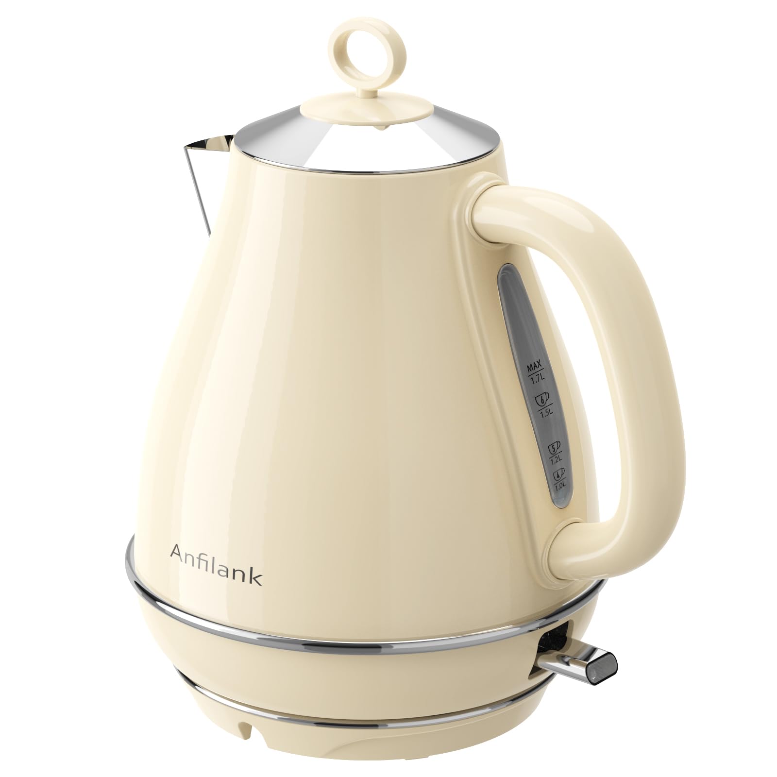 Anfilank Kettle Electric Fast Boil, 1.7L Stainless Steel Kettle with Water Filter, BPA Free, Auto Shut-Off and Boil-Dry Protection, 3000W, Cream