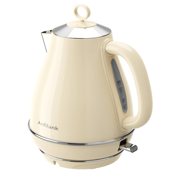 Anfilank Kettle Electric Fast Boil, 1.7L Stainless Steel Kettle with Water Filter, BPA Free, Auto Shut-Off and Boil-Dry Protection, 3000W, Cream