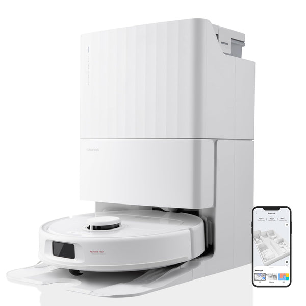 roborock Qrevo S Robot Vacuum Cleaner, 7000Pa Suction, LiDAR & Reactive Tech Obstacle Avoidance, Multifunctional Dock, Auto Mop Washing&Drying, Self-Emptying&Refilling, 10mm Mop Lifting (White)