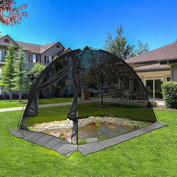 Kapler Pond Cover Net, 17x13FT Pond Cover Netting for Outdoor, Garden Pond Protector, Pond Dome with Zipper and Stakes, Pond Cover for Koi Ponds