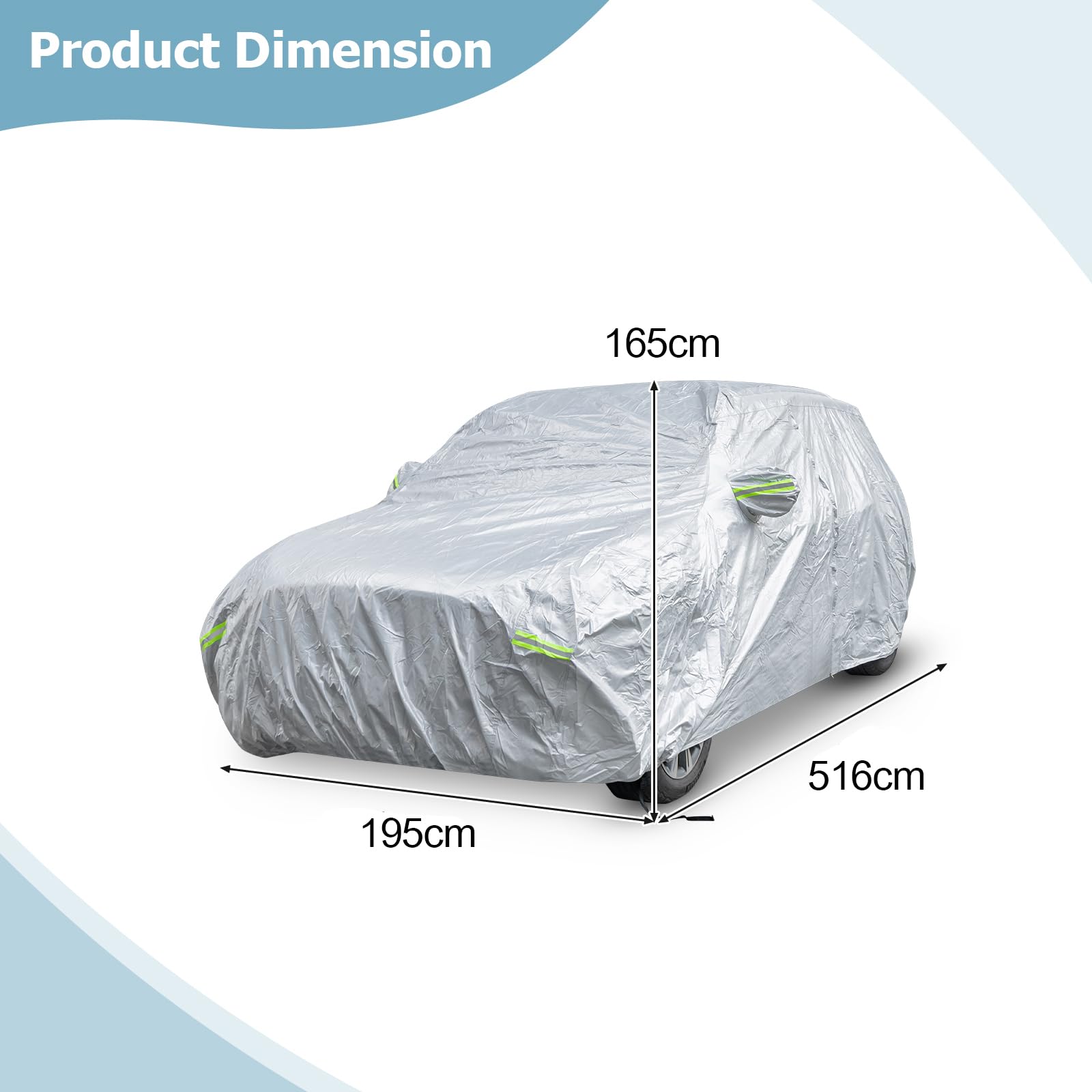 COSTWAY Car Cover Waterproof, Universal Full Car Cover with Zipper Door, Reflective Strips & Storage Bag, All Weather Windproof Snowproof UV Protection (Fit Sedan, Length Up to 190”(482cm))