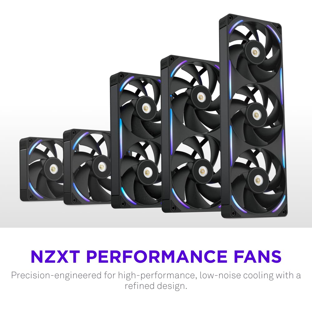 NZXT F420 RGB Core - 420mm Single-Frame Fan Unit with 3 x 140mm RGB Fans - Speed & Lighting Control - High Static Pressure & Airflow - Fluid Dynamic Bearings - 8 aRGB LEDs Per Fan - White