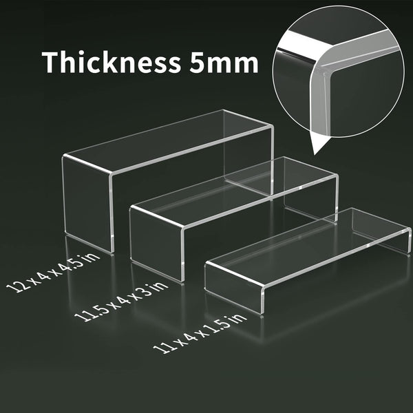 HIIMIEI Acrylic Display Risers, 2 Sets 6 Pcs 12" Large Acrylic Risers, Thickened to 5mm Clear Rectangular Display Stand for Cupcake Dessert Stand,