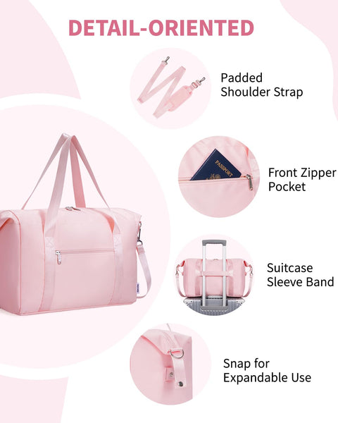 Narwey for Ryanair Cabin Bag 40x20x25 Underseat Ryan Air Bag Foladble Travel Duffel Hospital Carry on Hand Luggage Holdall Weekend Overnight Bag for Women and Men 20L (Beige with Green Straps)