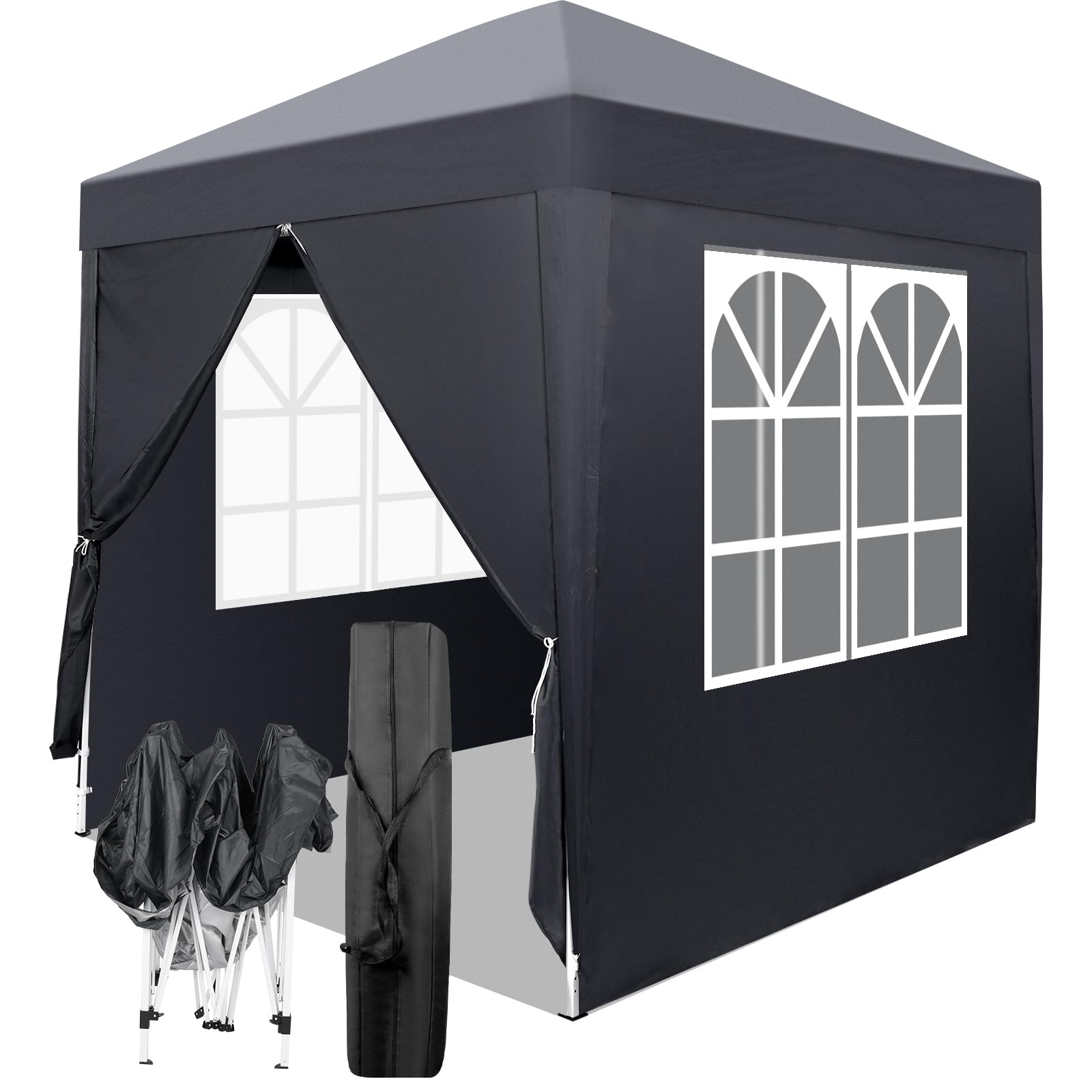 Bonnlo Pop Up Gazebo with Sides 3m x 3m, Easy Setup Instant Outdoor Canopy, Folding Garden Gazebo, Party Tent Grey