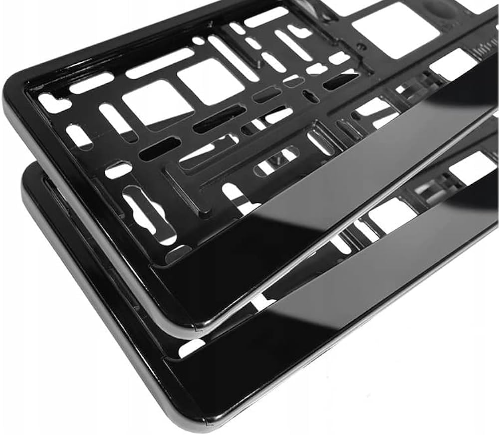 2X Black Car Number Plate Holder Surround - Front/Rear ABS Plastic License Plate Frame for Caravan, Van, & Trailer - Universal Fit for UK Replacement Registration Plates