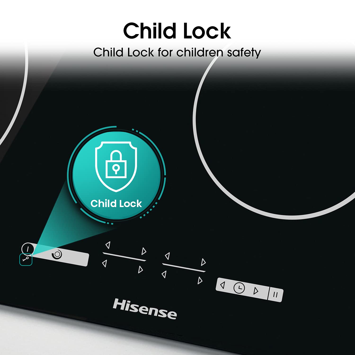 Hisense E6432C Built-in 60cm Electric Ceramic Hob with Child Lock, Touch control, Timer Function - Black 7200W, 20 x 24 x 2 inches (L x W x H)