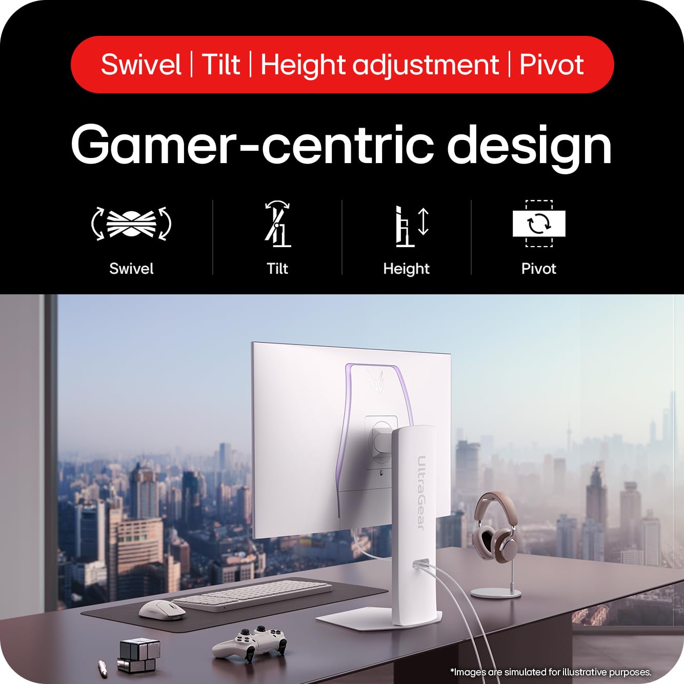 LG UltraGear OLED Gaming Monitor 32GS95UV-B, 32 inch UHD 4K, Dual mode 4K: 240Hz / FHD: 480Hz, 0.03ms Response Time, NVIDIA G-Sync & AMD FreeSync Premium Pro, 7W Stereo speakers, DisplayPort, HDMI 2.1