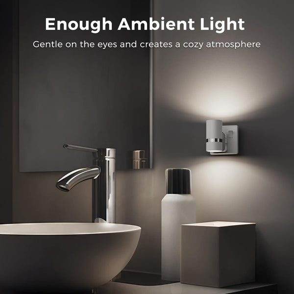 LOHAS-LED Night Light Plug in Wall, 1 Pack, Dimmable Nightlight, Dusk to Dawn Sensor, Brightness Adjustable 0-100LM, 3000K Warm White, Plug-in Modern Night Light for Hallway Bedroom Stair Bathroom