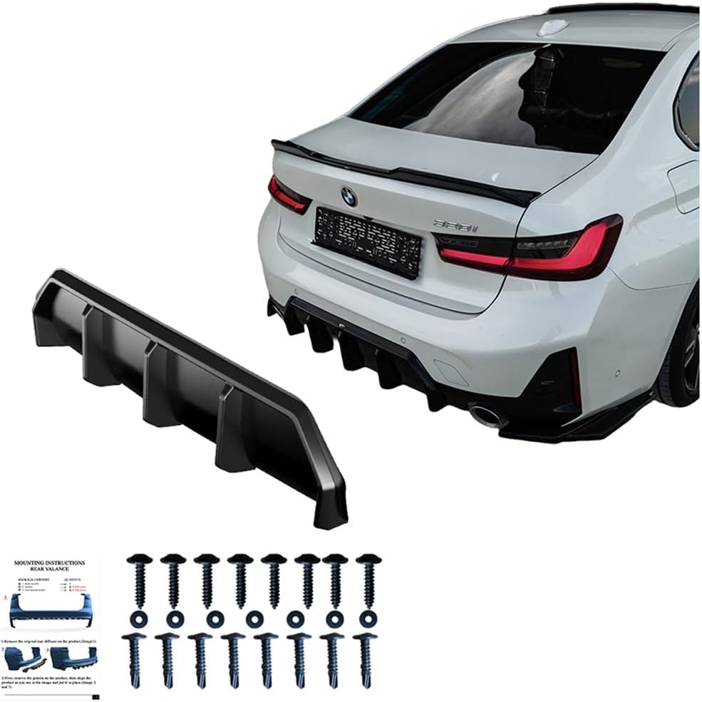 Oneway Rear Diffuser compatible with BMW 3-Series G20/G21 M-Pack Facelift 2022- - Gloss black