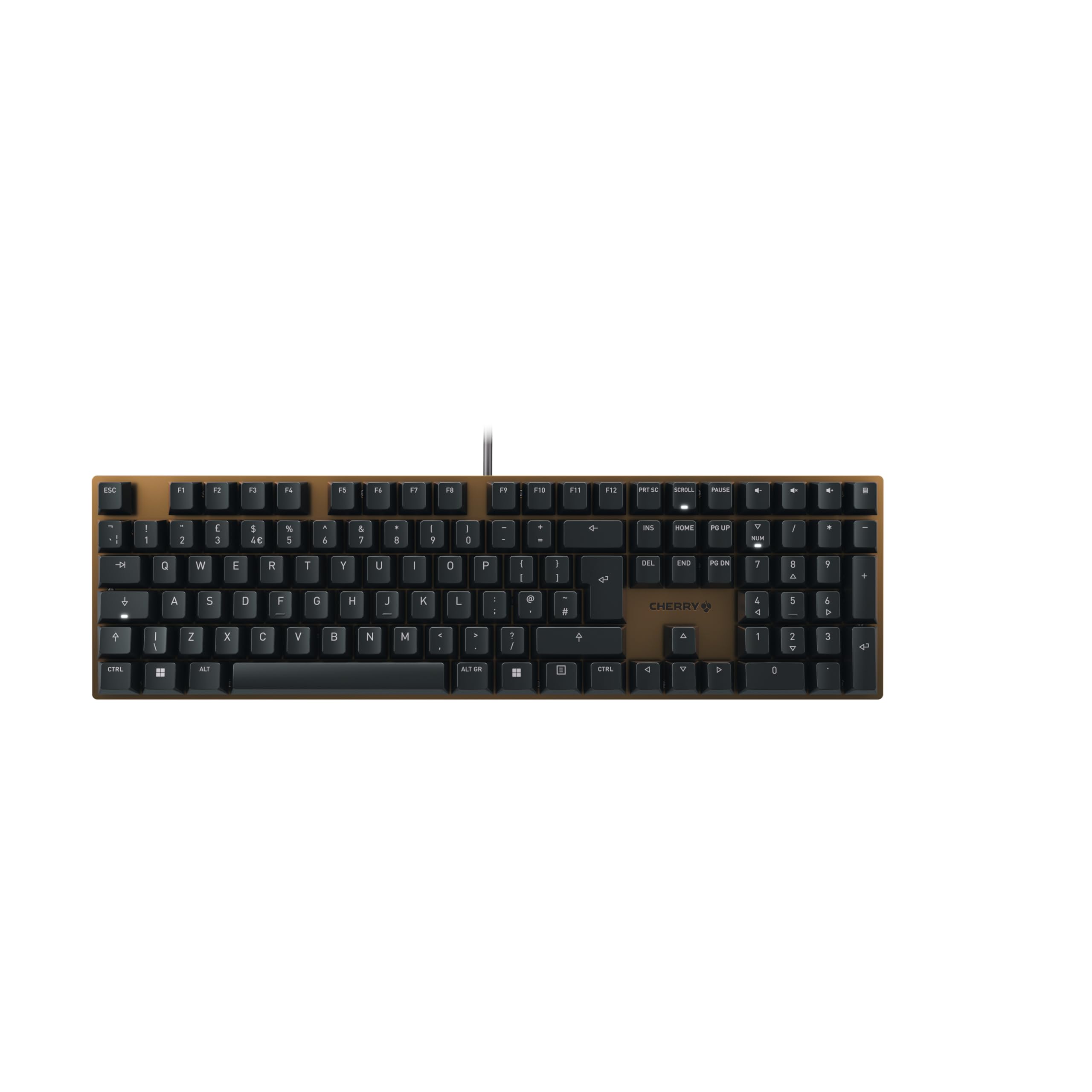 CHERRY KC 200 MX, Mechanical Office Keyboard with Anodised Metal Plate, UK Layout (QWERTY), Wired, MX2A BROWN SWITCHES, Bronze/Black