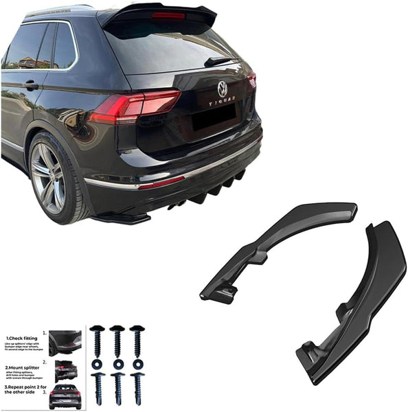 Oneway Rear Side Diffusors compatible with Volkswagen Tiguan II Standard/R-Line 2016-2020 - Gloss black