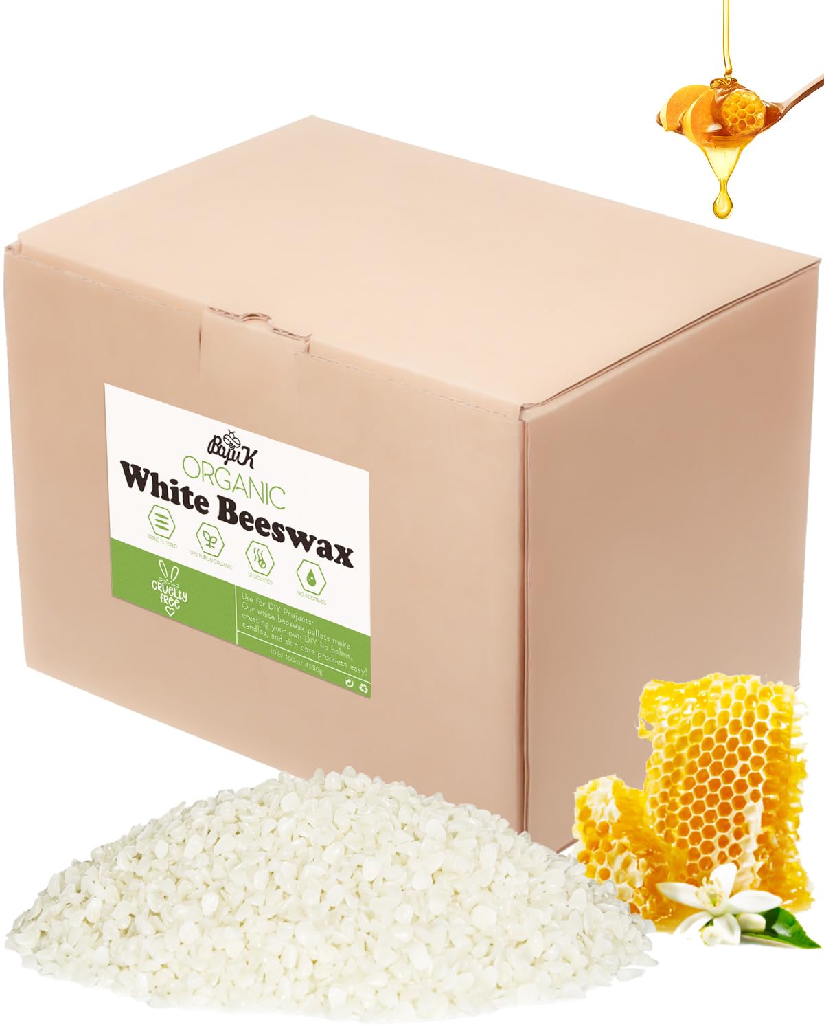 White Beeswax Pellets, Beeswax for Candle Making, Beeswax Pellets Cosmetic Grade Eco Friendly Products, Organic Beeswax for Body, Skin Care DIY, Lip