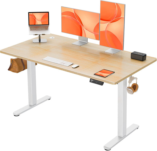 ErGear Electric Standing Desk Height Adjustable 160 x 80cm, Sit Stand Desk with 4 Memory Smart Pannel, Home Office Desk with Splice Board
