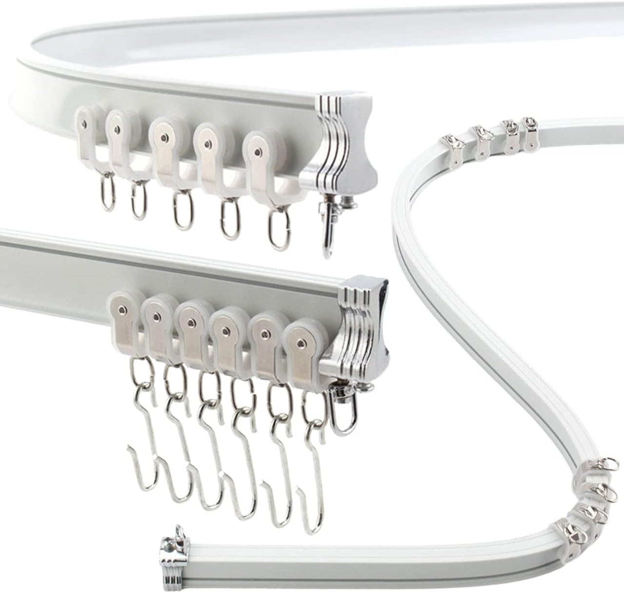 Aluminium Flexible Ceiling Curtain Track 3ft-9.8ft / 3m | Bendable Curtain Rail for Bay Windows & Shower | Heavy Duty Ceiling Mounted Track for