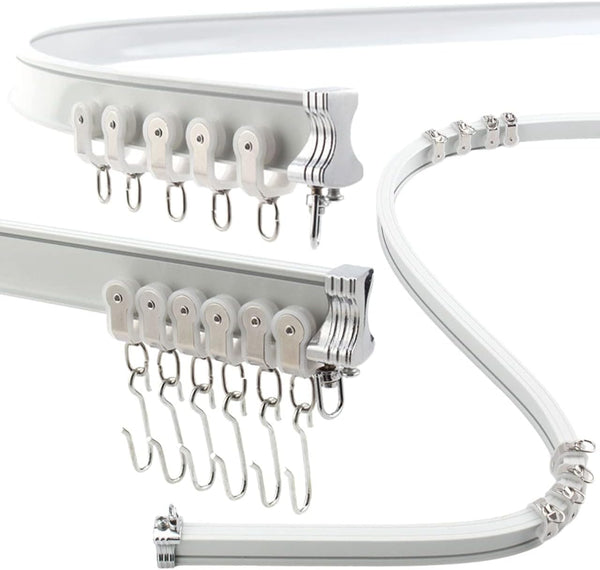 Aluminium Flexible Ceiling Curtain Track 3ft-6.6ft / 2m | Bendable Curtain Rail for Bay Windows & Shower | Heavy Duty Ceiling Mounted Track for