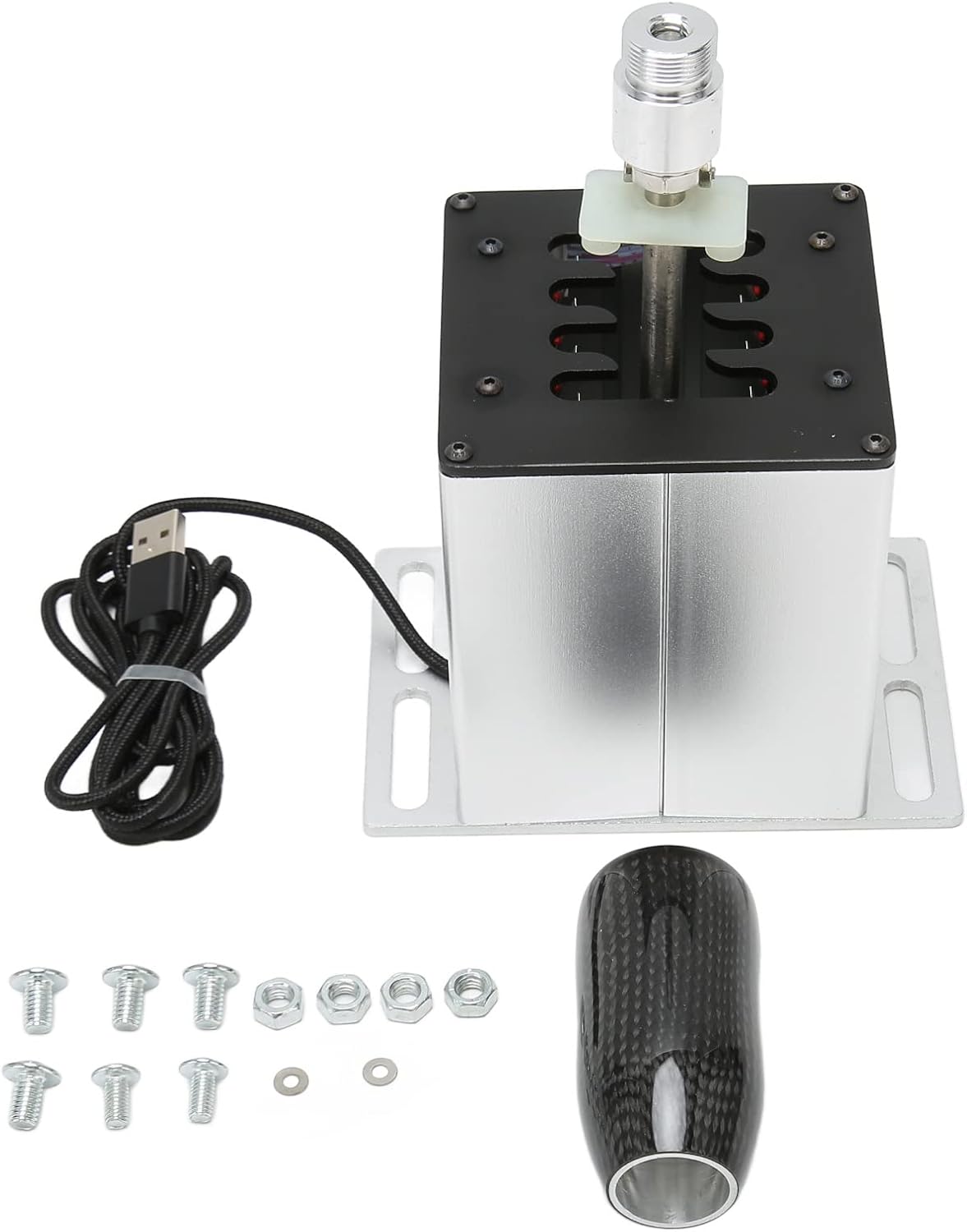 Simulator Shifter for ATS ETS Dust WRC Sim Racing Games, 7 Plus R Racing Game H Shifter with Carbon Fiber Grip, USB Shifter for Logitech G29 G27 G25 G920 T300RS GT