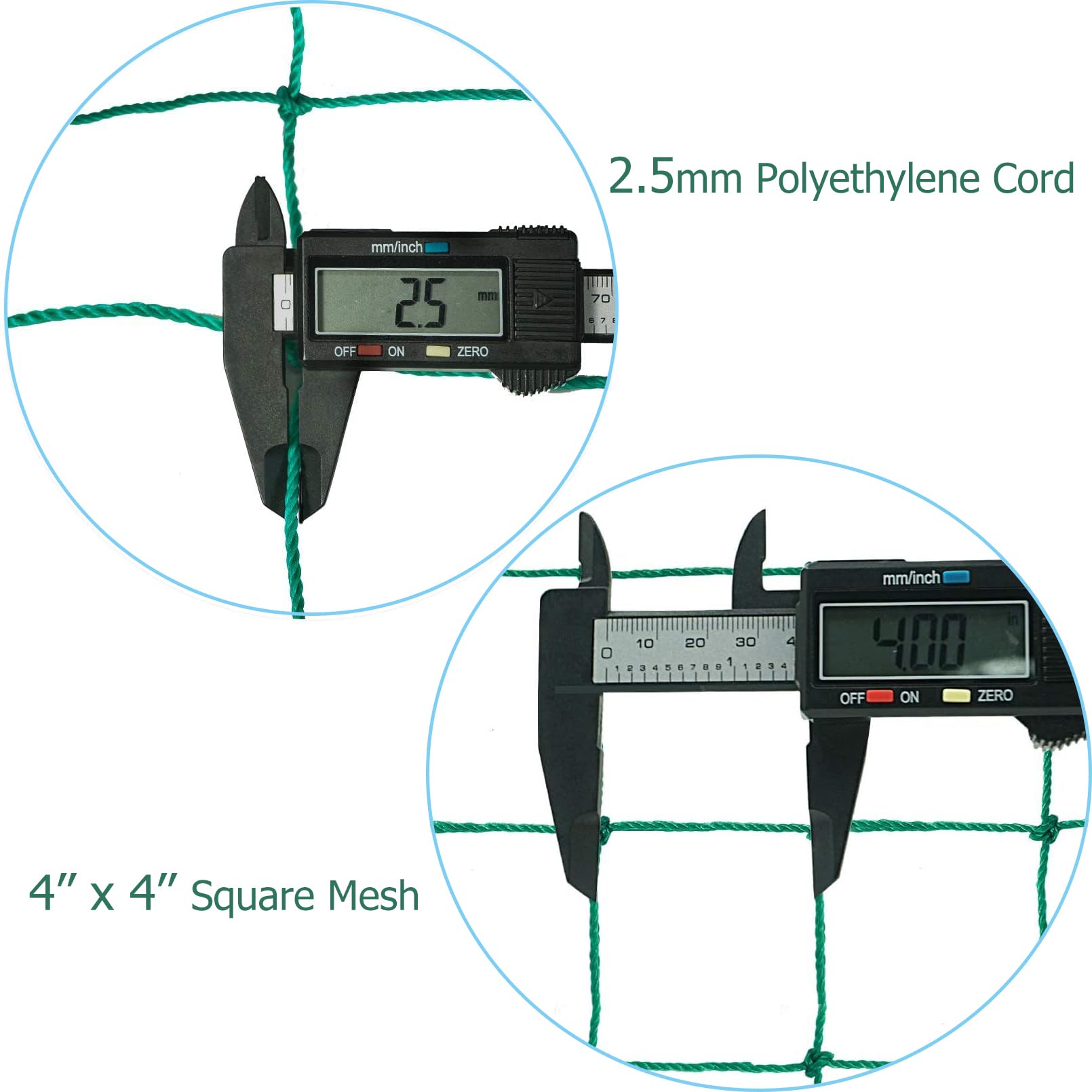 Aoneky Soccer Backstop Net 10x10ft/ 10x20ft/10x30ft, 4'' Square Mesh, 0.1'' Heavy Duty PE Cord - Soccer Football Containment Net Stop Ball Going over