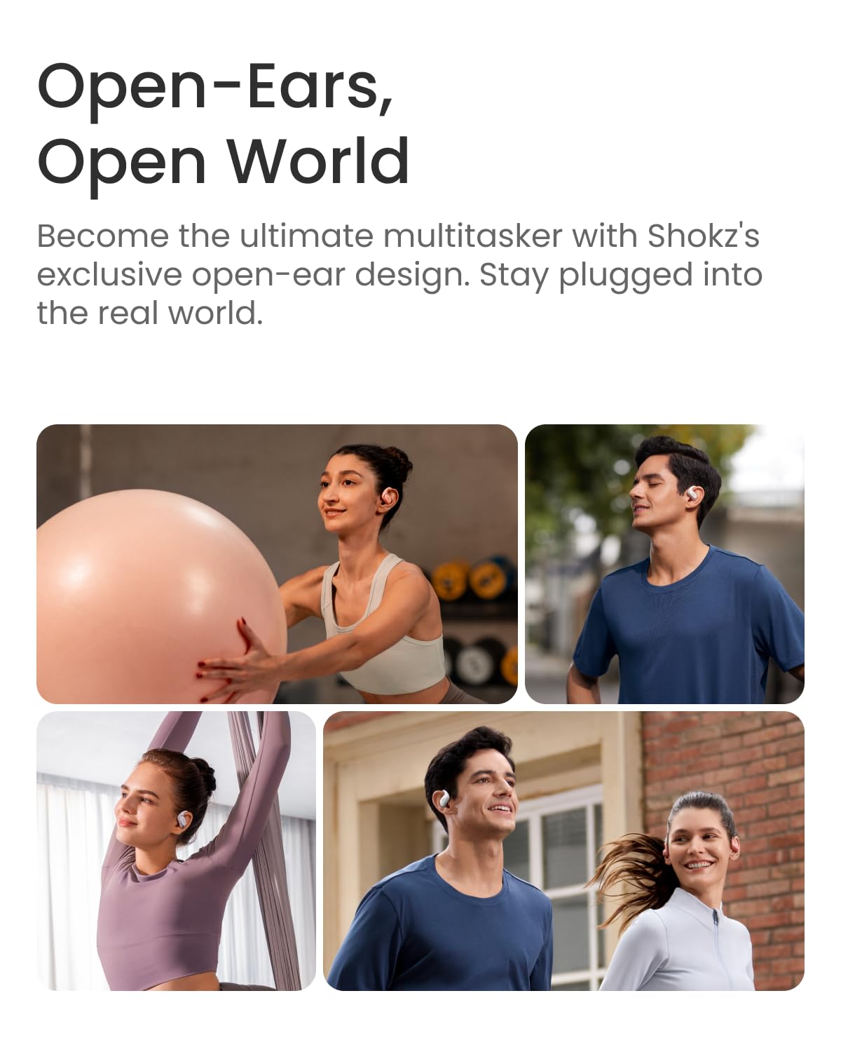 SHOKZ OpenFit Air Open-Ear Headphones, True Wireless Bluetooth Earphones with Mic, Fast Charging, 28h Playtime, IP54 Waterproof for Workout - Black