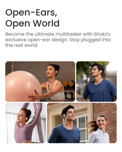 SHOKZ OpenFit Air Open-Ear Headphones, True Wireless Bluetooth Earphones with Mic, Fast Charging, 28h Playtime, IP54 Waterproof for Workout - Black