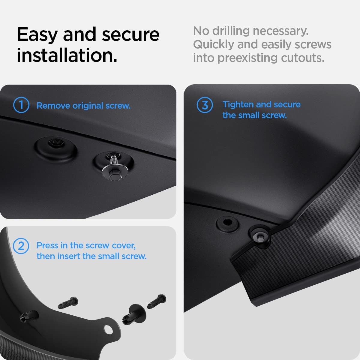 Spigen Tesla Model 3 WeatherBloc Mud Flaps Splash Guards, All-in-One [Paint Protection Film(3M PPF) and Installation kit], No Need to Drill Holes, Designed for Tesla Model 3 2021-2023 Accessories