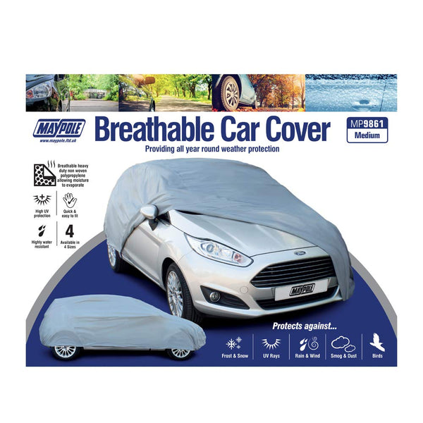 Maypole Breathable Full Cover for Large Cars Water Resistant, Grey