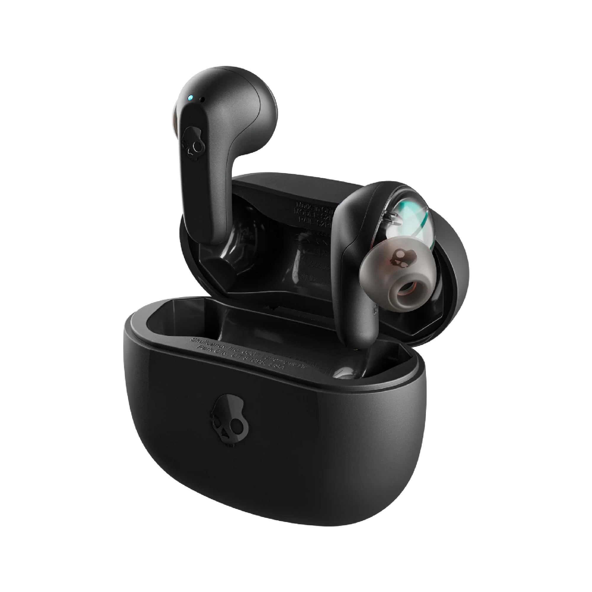 Skullcandy Rail Wireless Earbuds, Bluetooth Headphones, Noise Isolating Fit, Up to 42 Hours Battery, IP55 Sweat and Water Resistant, Microphone for iPhone Android - True Black