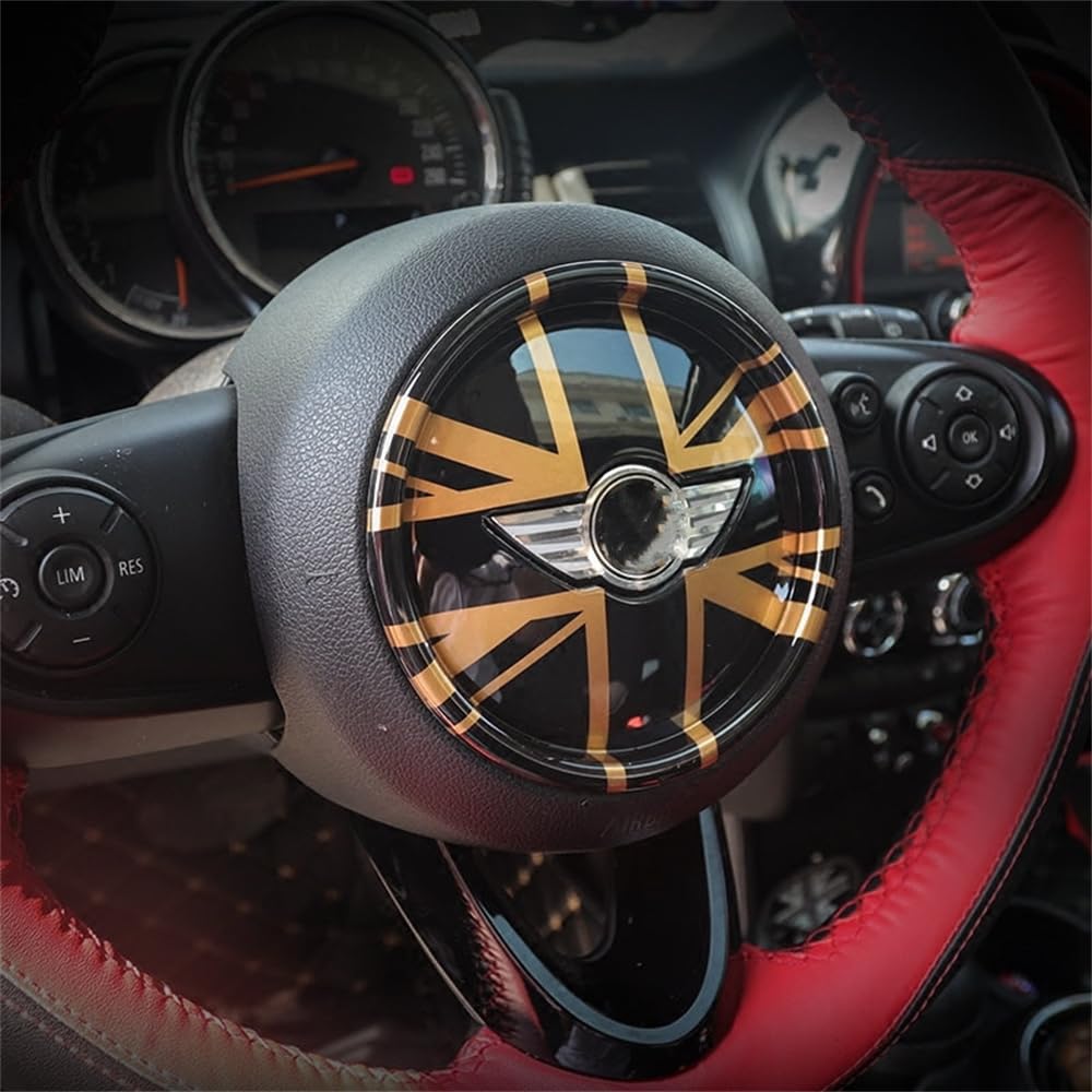 ABS Plastic Steering Wheel Decoration Trim Cover Sticker Shell for Mini Cooper F54 Clubman F55 Hardtop F56 Hatchback F57 Convertible F60 Countryman 2014~2020 (Union Jack Gray)
