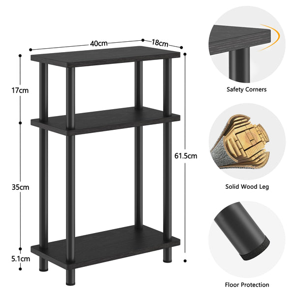 APICIZON Narrow Side Table, Slim Small Table, 3 Tier End Table Living Room, 40x18x61.5cm, Modern Thin Side Tables for Living Room, Bedroom, Sofa,