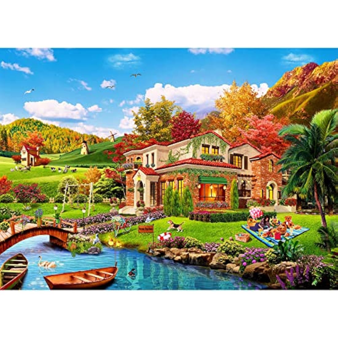 Jigsaw Puzzles 1000 Pieces for Adults | Holiday Homes | 1000 Piece Puzzle Educational Games Decoration Puzzle.