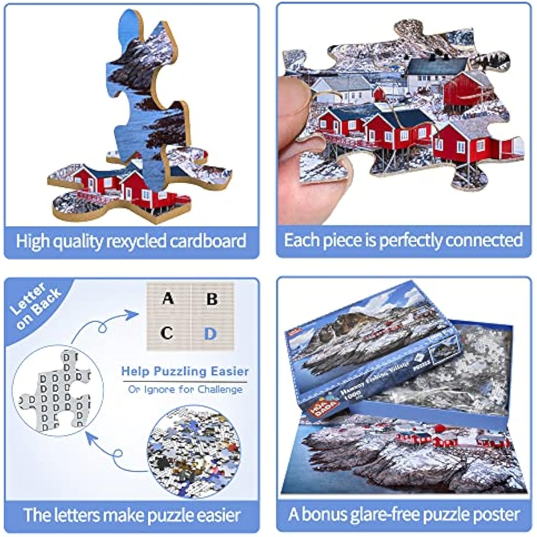 HUADADA Jigsaw Puzzles for Adults 1000 Piece Jigsaw Puzzles for Adult,JigsawPuzzle 1000 Pieces for Adults Challenging Puzzle Games（Hamnoy Fishing Village）