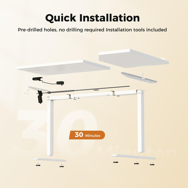 Agilestic L-Shaped Electric Standing Desk, 140cm Height Adjustable Sit-Stand Desk for Home Office, Ergonomic Computer Desk with Spliced Board, White