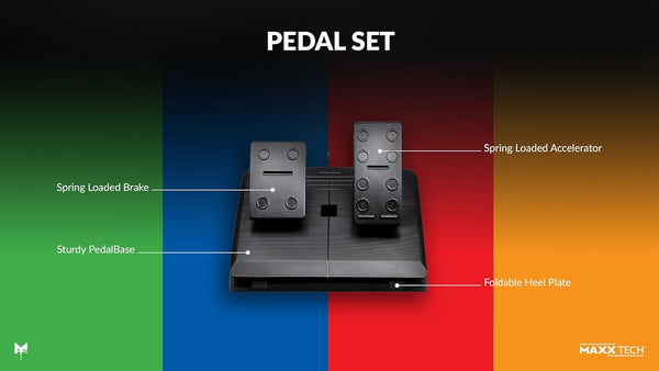 Maxx Tech PR279 Racing Wheel Kit For PC, Xbox, PS4 & Nintendo Switch - Wheel, 2-pedal set & wheel clamp