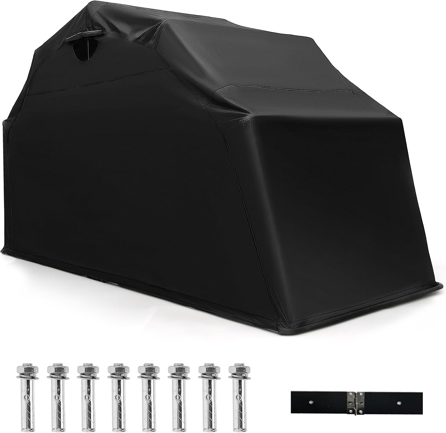 COSTWAY Large Motorcycle Tent, 342 x 137 x 193cm 600D Oxford Waterproof Motorbike Cover Shelter with Roll-up Mesh Windows & 8 Expansion Bolts, Folding Motorcycle Storage Shed