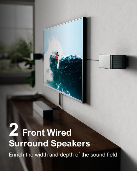 ULTIMEA 7.1Ch Soundbar with Dolby Atmos, APP Control, Surround Sound System for TV, 4 Wired Surround Speakers, Sound Bar with 6.5" Wireless Subwoofer, Soundbar for TV, Poseidon D80