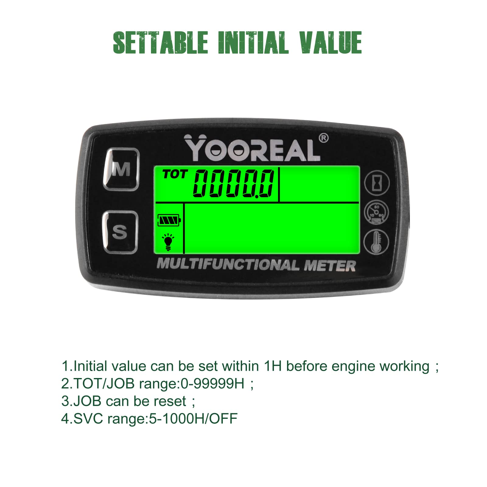 Yooreal Engine Temperature Gauge,TEMP Meter,User Shutdown Tachometer for Scooter Snowmobile Mini Bike Motorcycle Lawn Mower Generator Dump Truck
