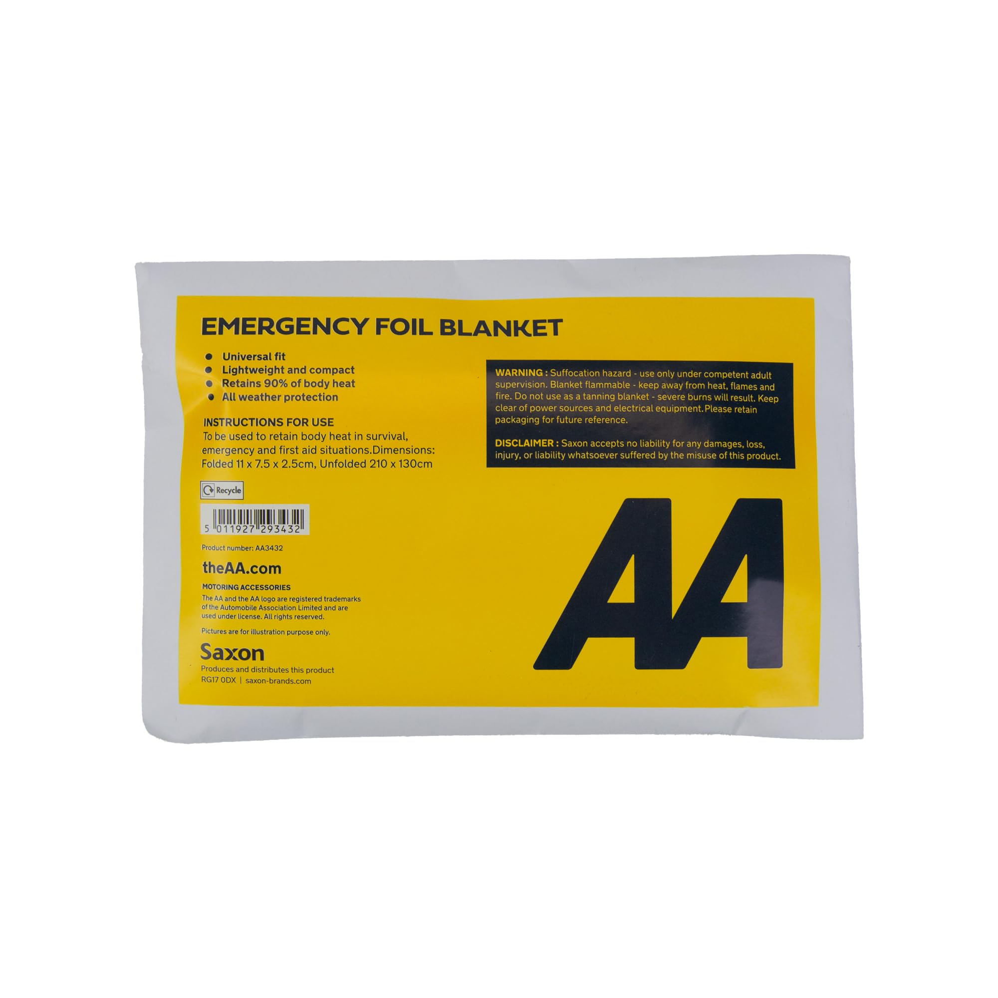 AA Vehicle Breakdown Safety Kit Plus AA5618 – Tyre Inflator, Warning Triangle, Tow Rope, Hi-Vis Vest, Torch, Glass Hammer, Booster Cables, Storage Bag