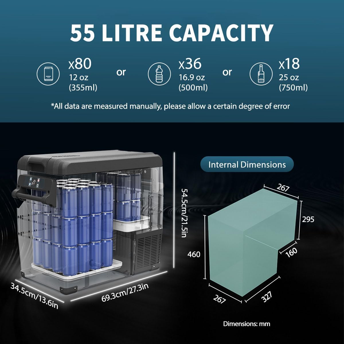 Alpicool CF45 45L Compressor Car Refrigerator, Portable Camping Fridge DC 12v Freezer for TruckCampervanRVBoat, -20℃ to 20℃