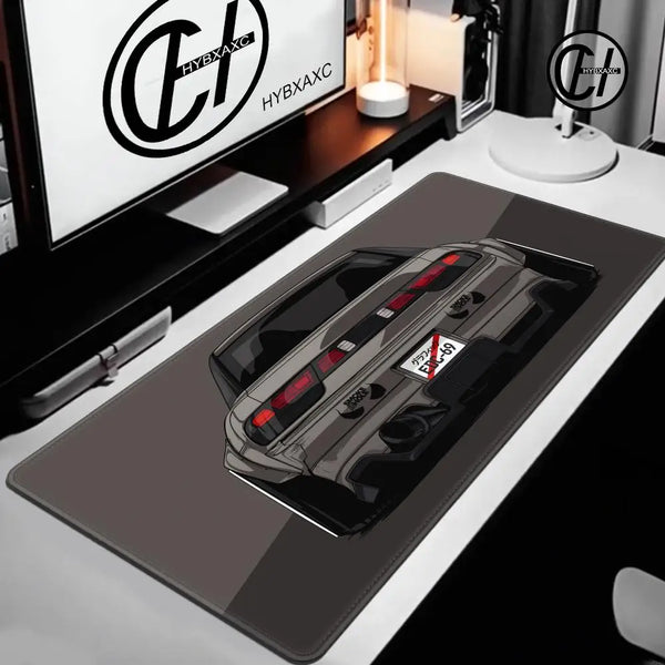 XXL Drift S13 and S15 JDM Car Large Gamer MousePad Anti-Slip Rubber Base Stitched Edge Black Desk Mat for Gaming Office Home