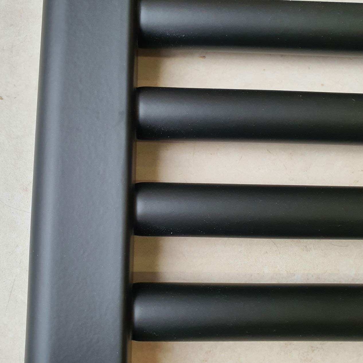 Greened House Milano Black Heated Towel Rail 400mm W x 800mm H Straight Central Heating Towel Radiator