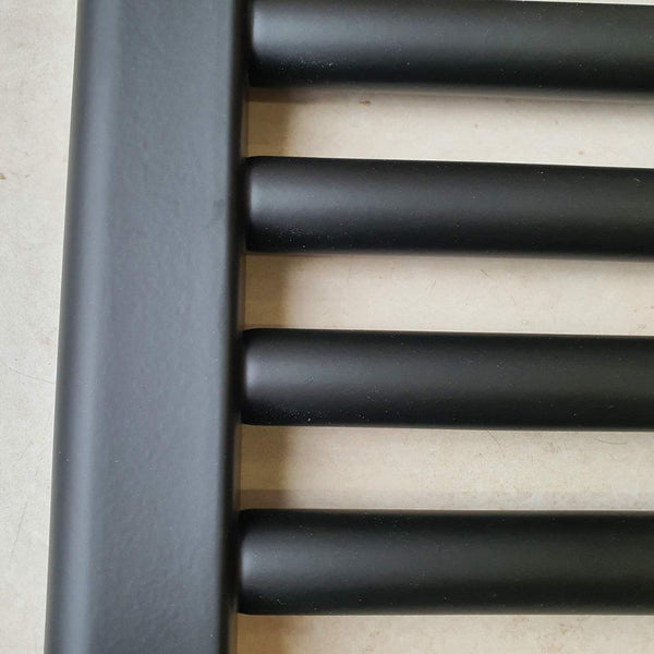Greened House Milano Black Heated Towel Rail 400mm W x 800mm H Straight Central Heating Towel Radiator