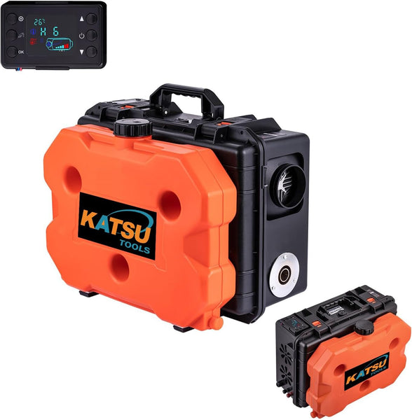 KATSU Tools Camping Diesel Air Heater 12V 24V 220V 8KW All-in-One Car Truck Diesel Parking Heater, with LCD Display and Remote Control, for Campers, RV, Boat, Trailer, Motorhomes