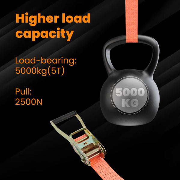 maXpeedingrods 10 x Lashing Straps Ratchet Strap Tie Down 5000kg x 6m x 50mm Heavy Duty Trailer Tension Belts with Iron Handle and Double J Hook 5000kg 5Ton