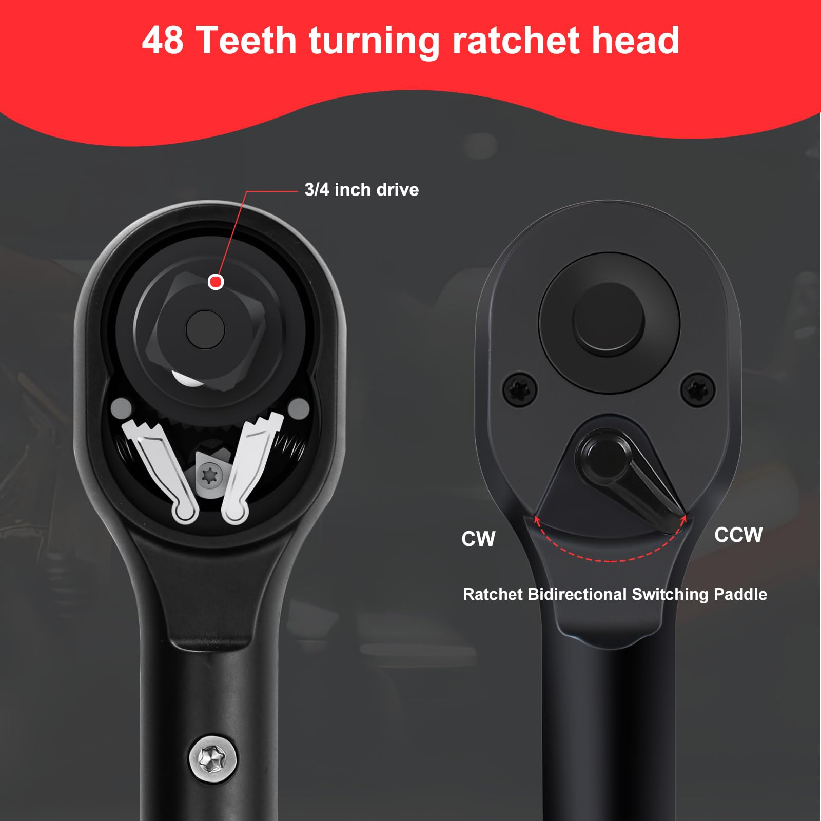 ATsafepro Torque Wrench 3/4 Inch, 100-600 Nm Torque Wrenchs, ±3% Error Accuracy with 48 Teeth Dual-Direction Adjustable for Repair of Car, Truck, Tractor